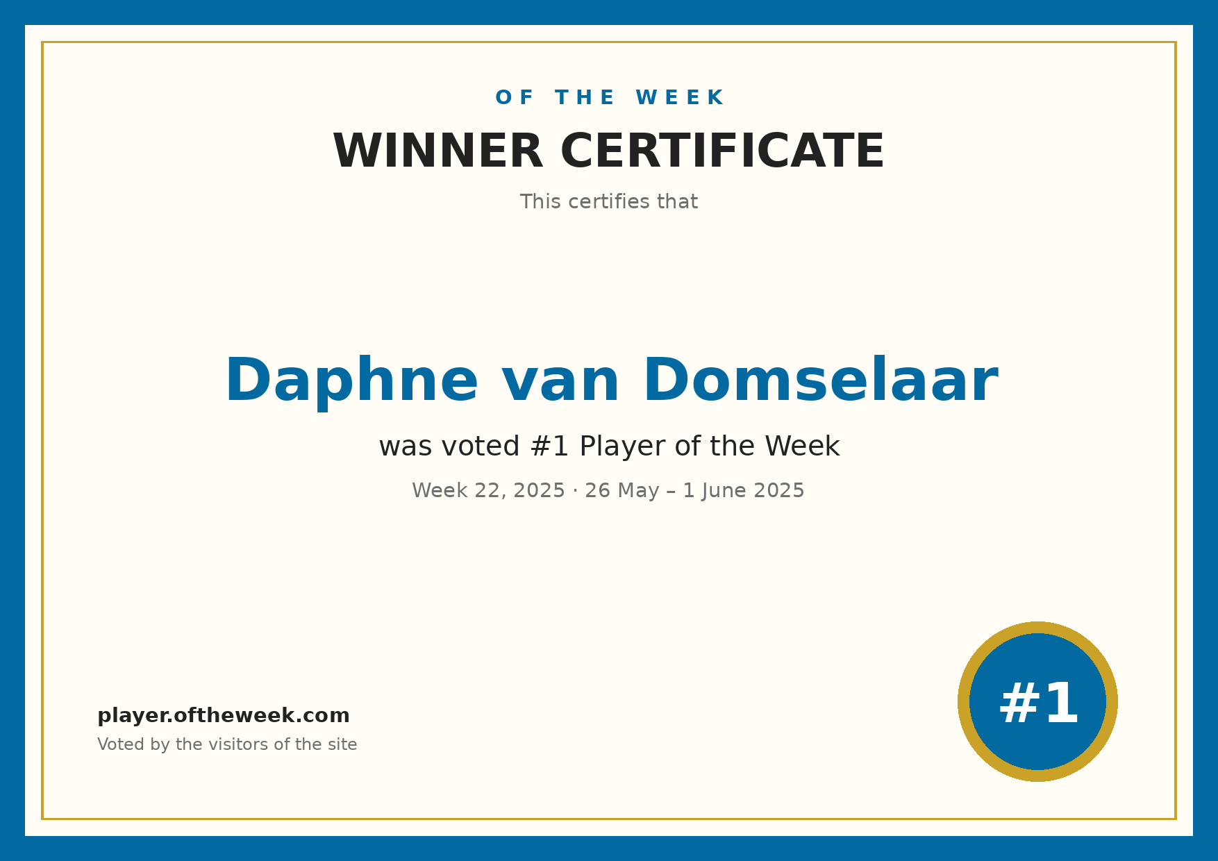 Certificate — Daphne van Domselaar